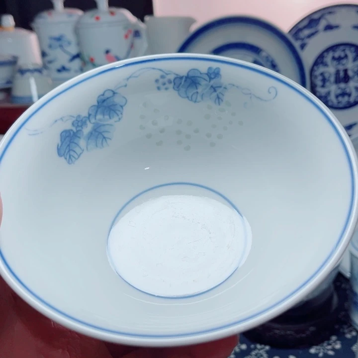 青花玲珑6寸面碗葡萄