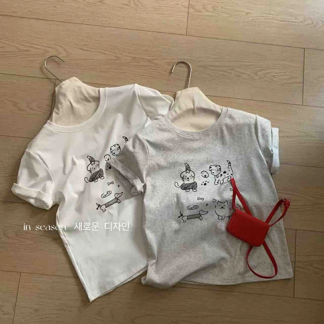 FY  egg字母卡通印花圆领上衣短袖T恤  纯棉