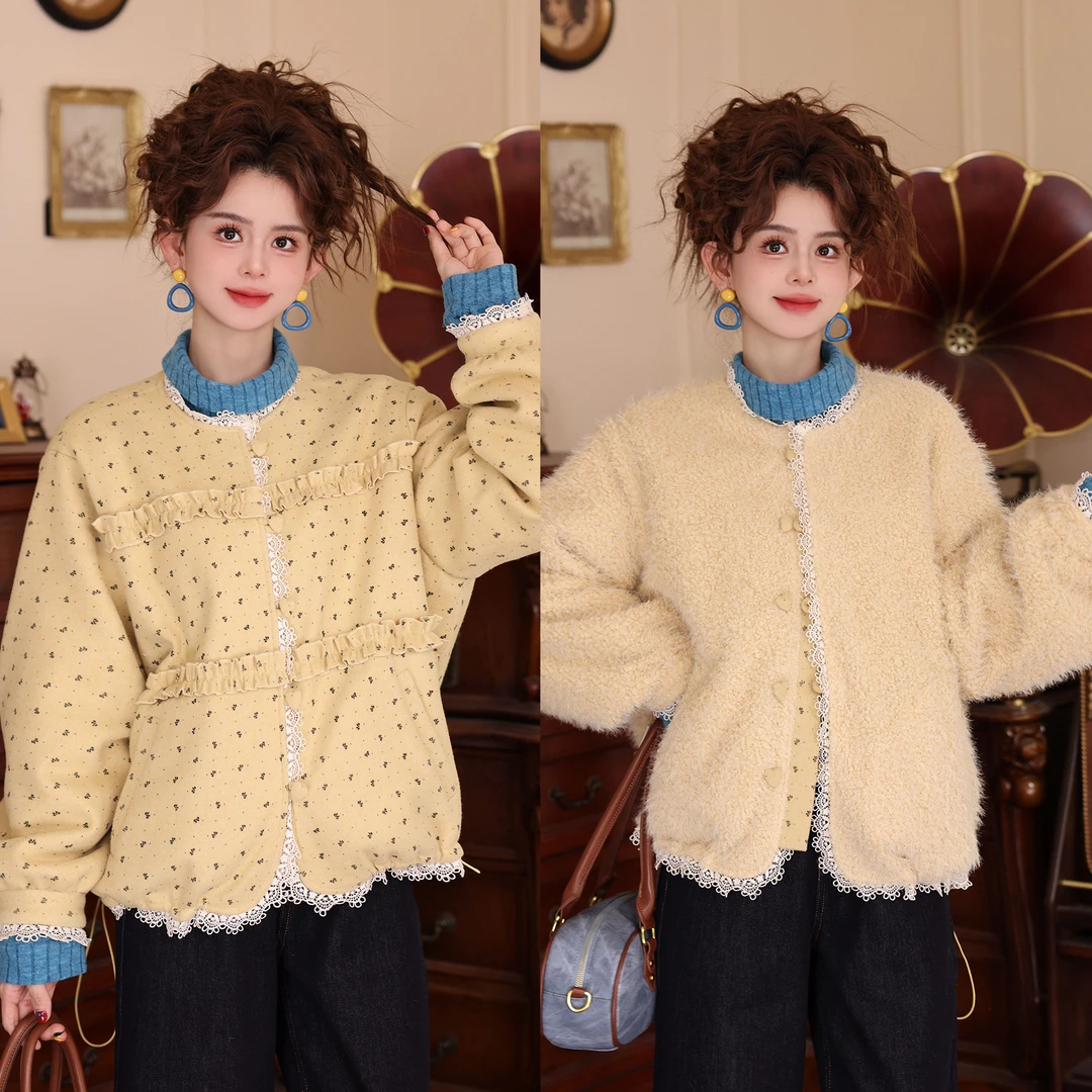 陈大器【阳光缝隙】复古港风双面穿毛绒加厚冬季保暖外套JP3629313