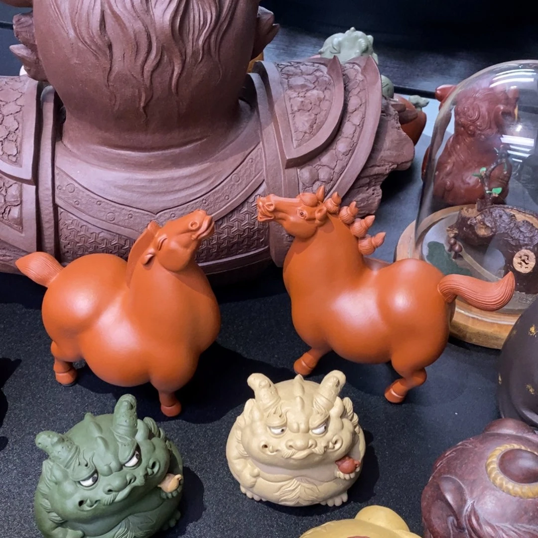 紫砂茶宠双马迎春