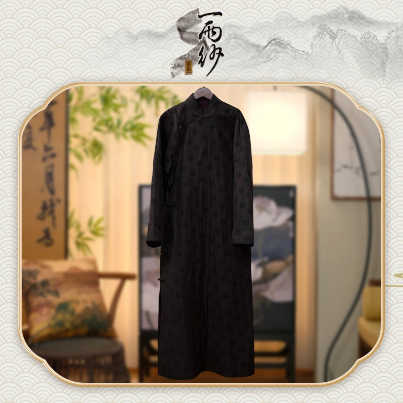 【素颜有诗•双面罗】258205桑蚕丝柞蚕丝香云纱连衣裙长袍新中式80