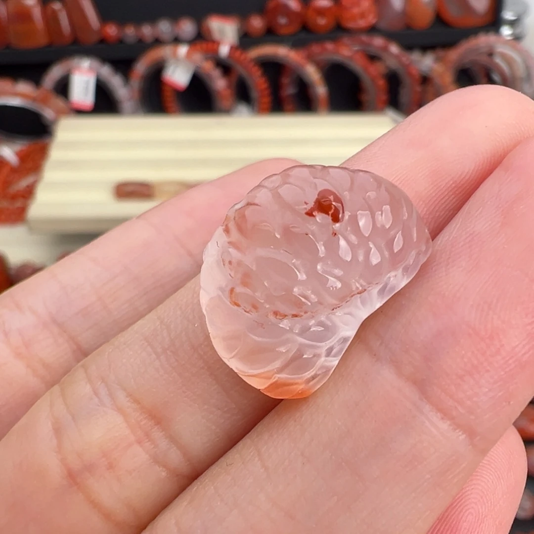 南红玛瑙未镶嵌颈饰粉透橘子瓣