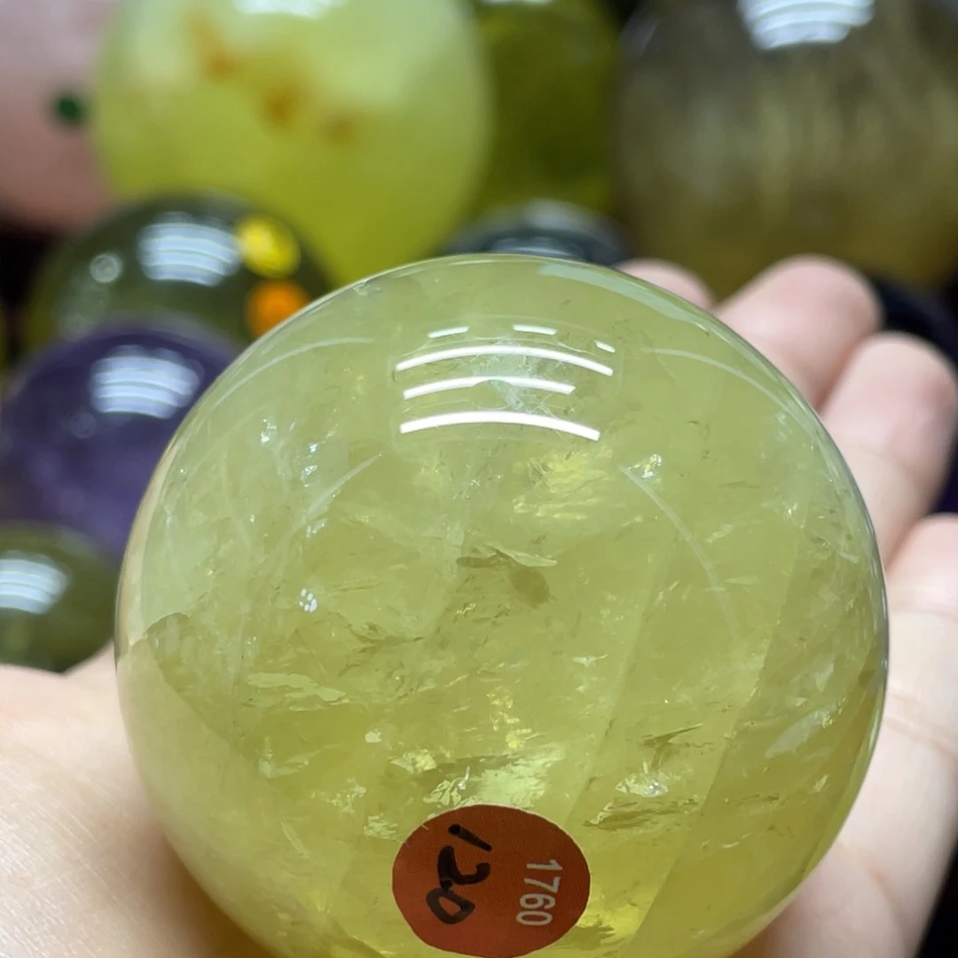 未镶嵌珠宝半成品水晶MM黄水晶球C1760
