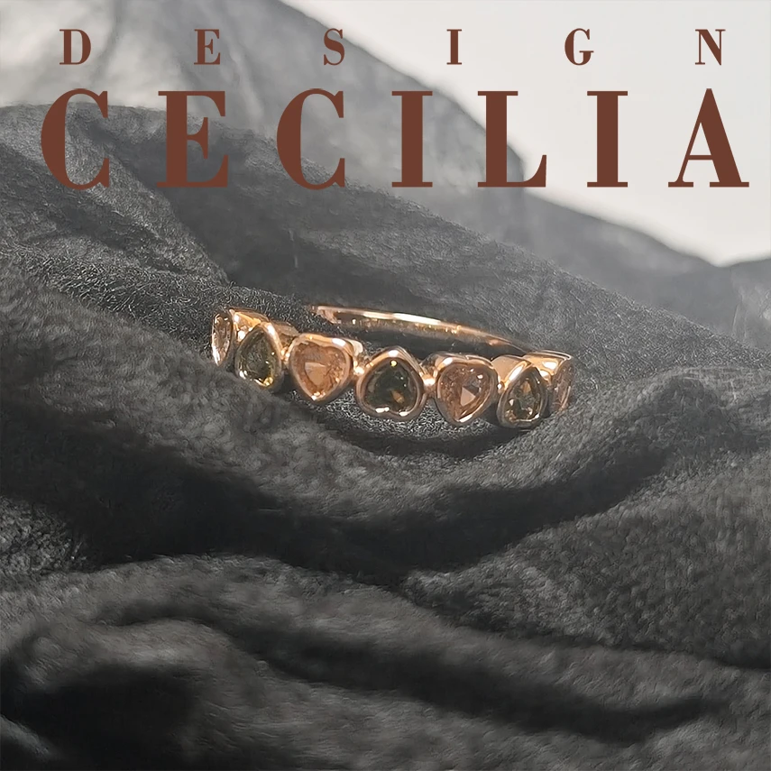 铜合金锆石戒指 Cecilia 多彩心形百搭镶嵌戒指