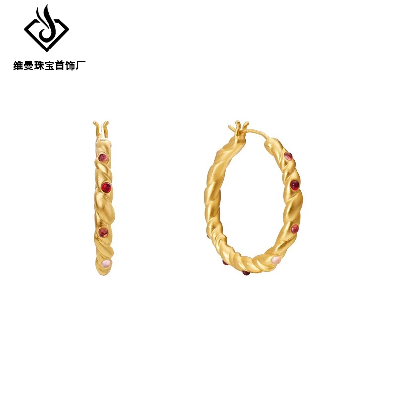 法式复古纯真年代油画蔷薇耳圈女轻奢高级感精致港风耳环新款耳饰