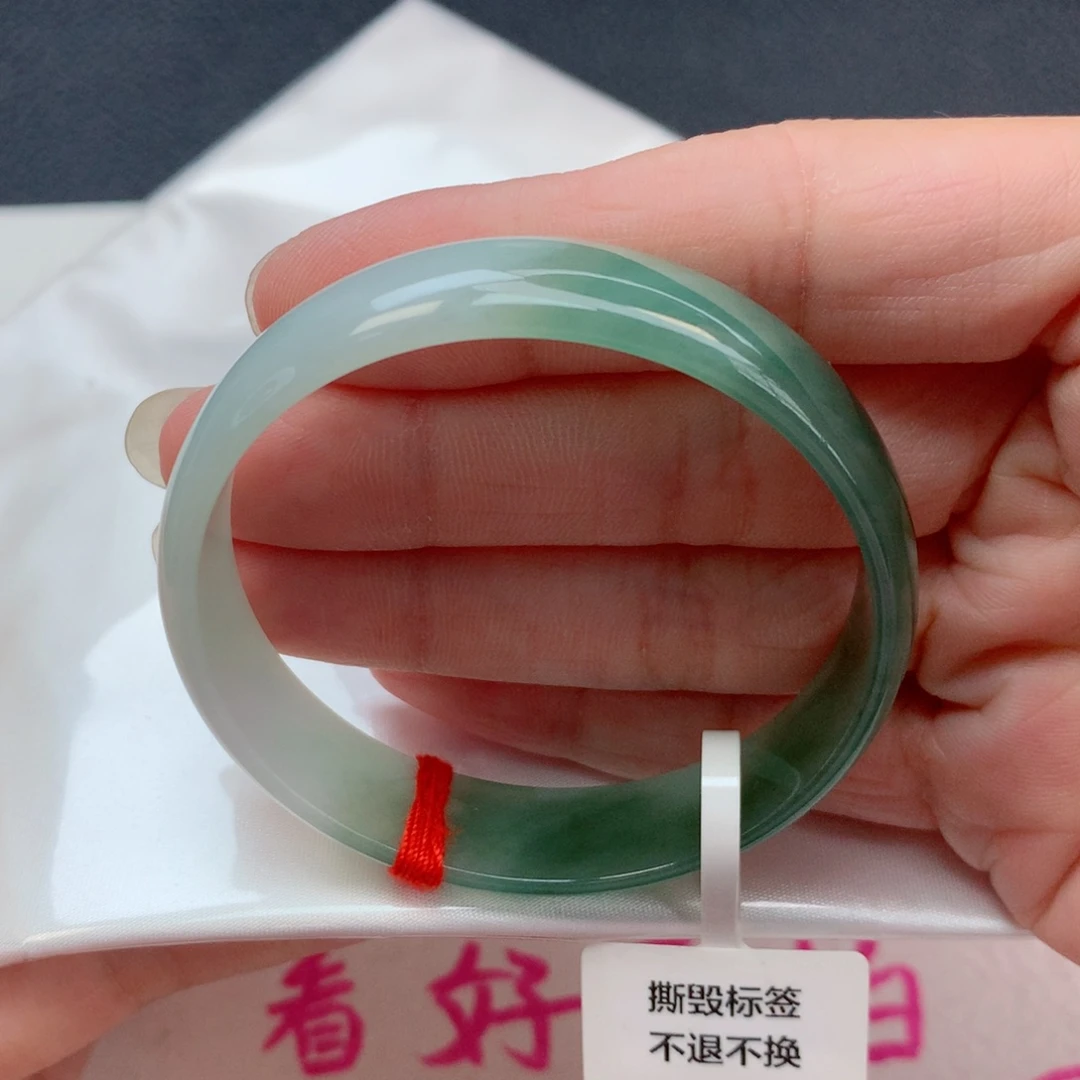 未镶嵌手镯翡翠51.5公主镯油青底半山水完整