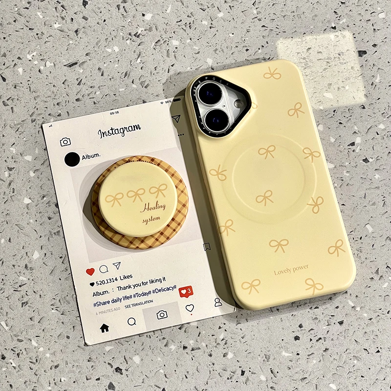 适用苹果16promax手机壳iphone16少女满屏花朵立体蝴蝶结支架防摔