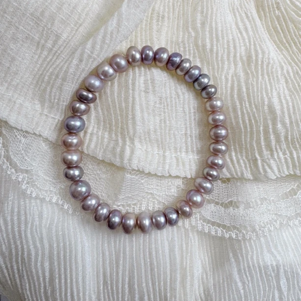 【乌梅子酱】6-7mm天然淡水无核紫色算盘珍珠高光无暇轻奢