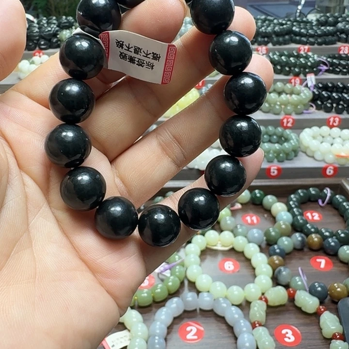 未镶嵌手链和田玉新疆黑青卡14