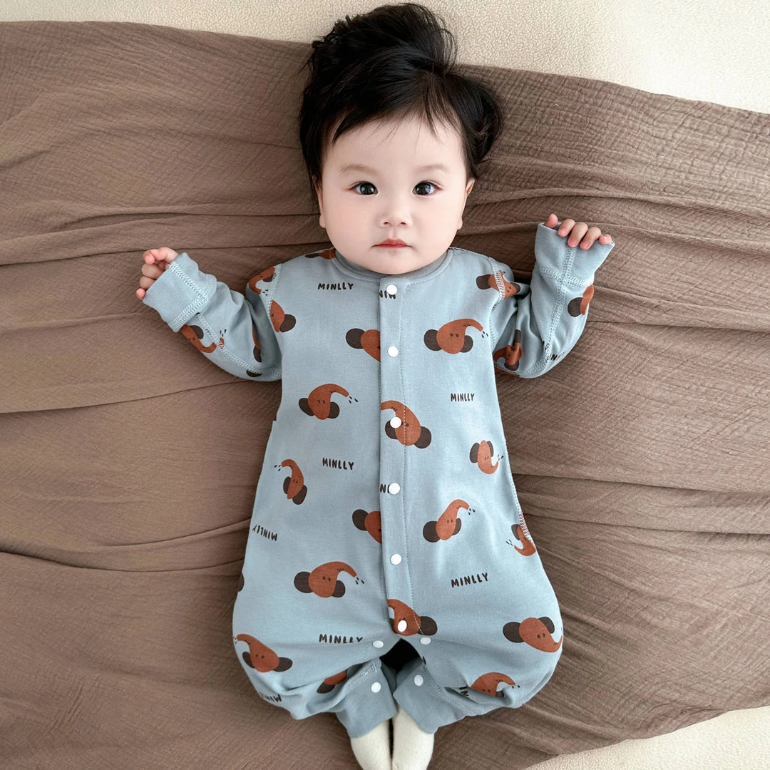 婴儿衣服秋季a类纯棉打底内衣冬季新生儿连体衣居家长袖宝宝睡衣