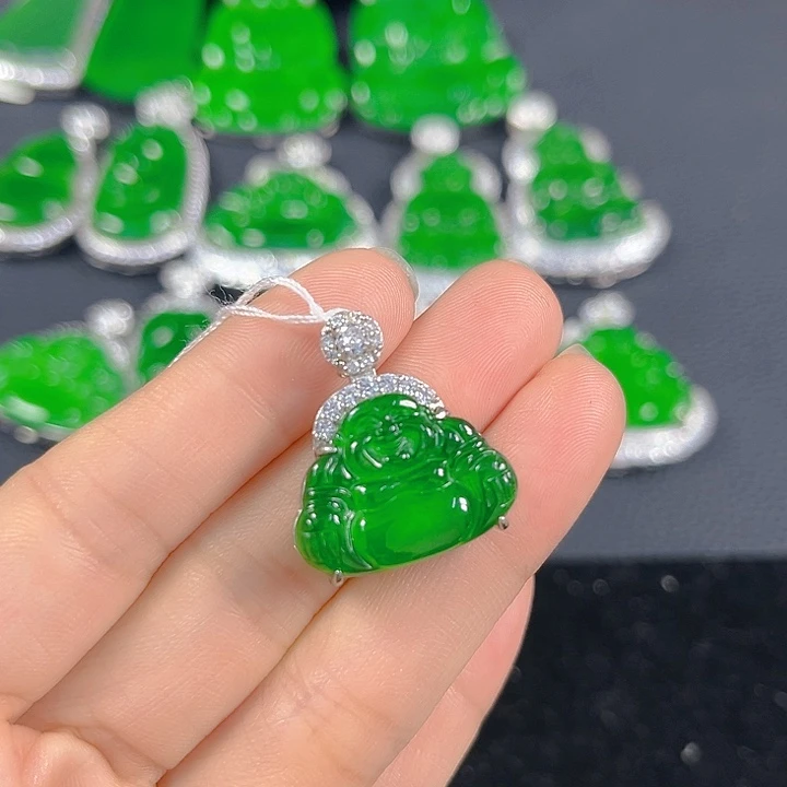 翡翠银S925镶嵌吊坠(不含链)