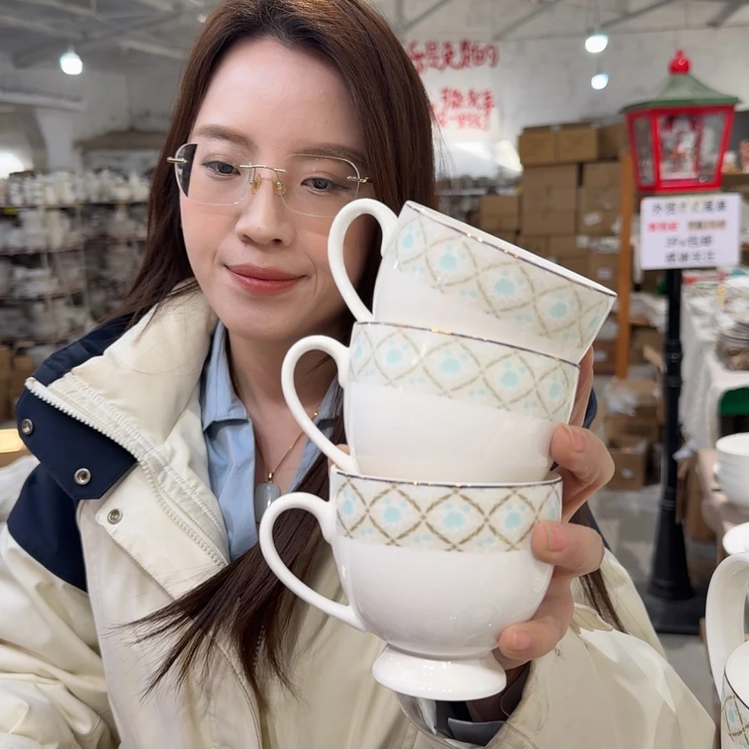 瓷樱*?咖啡杯220ml3个外贸尾单