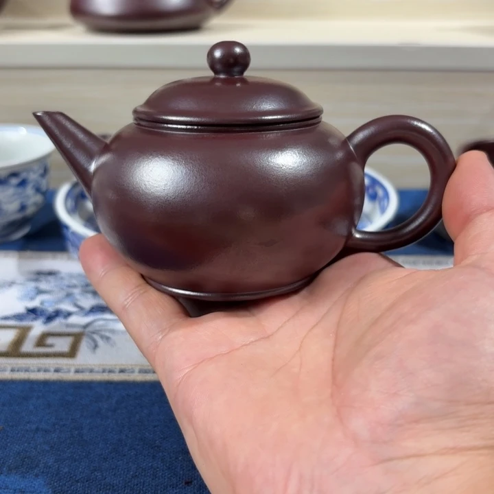 茶壶紫砂全手工高温龙血砂水平壶180cc左右