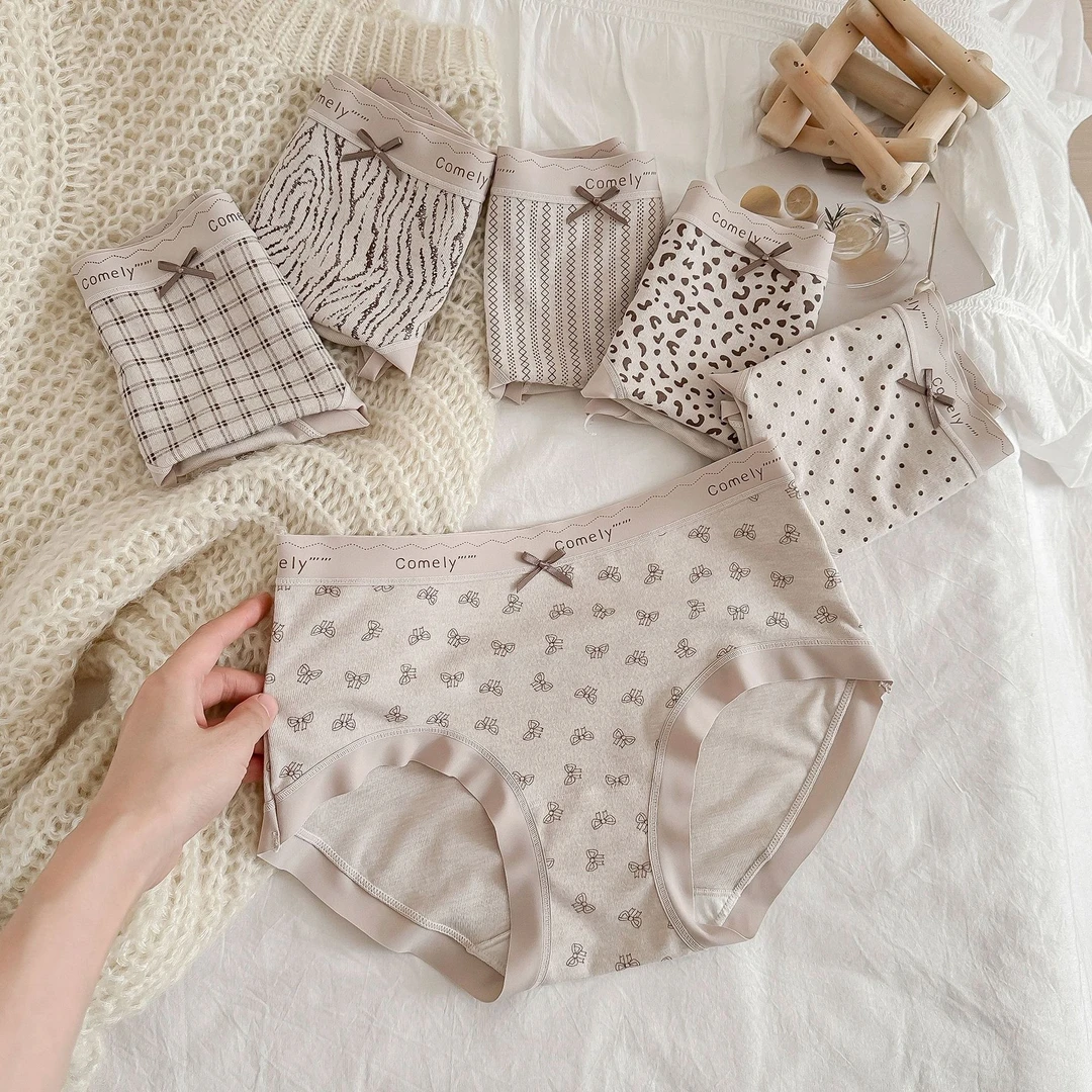 90-180斤3条装新品高级限定豹纹内裤女透气中腰柔软亲肤底裤6755