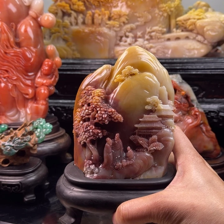 田黄石香山雅聚摆件