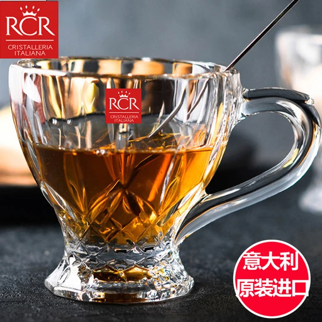意大利RCR水晶玻璃咖啡杯家用带把浓缩胶囊拿铁杯 耐热茶杯