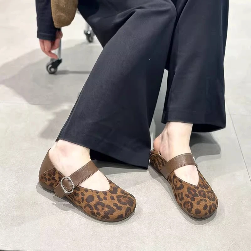 2025秋季新款复古玛丽珍鞋女一脚蹬百搭休闲圆头一字扣浅口单鞋潮