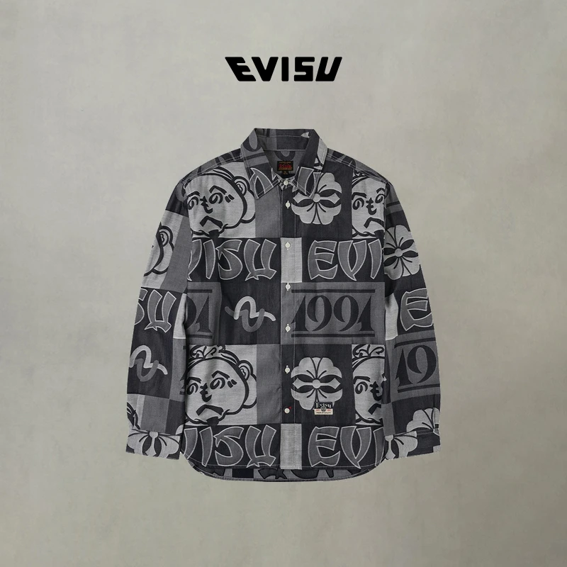 EVISU福神 2025秋新品男满地商标提花牛仔衬衫2EAHTM5DL1118RXDN