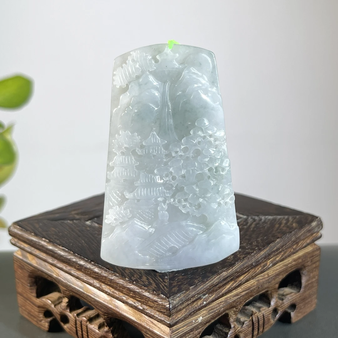 JYW29-30 天然翡翠缅甸A货 山水牌