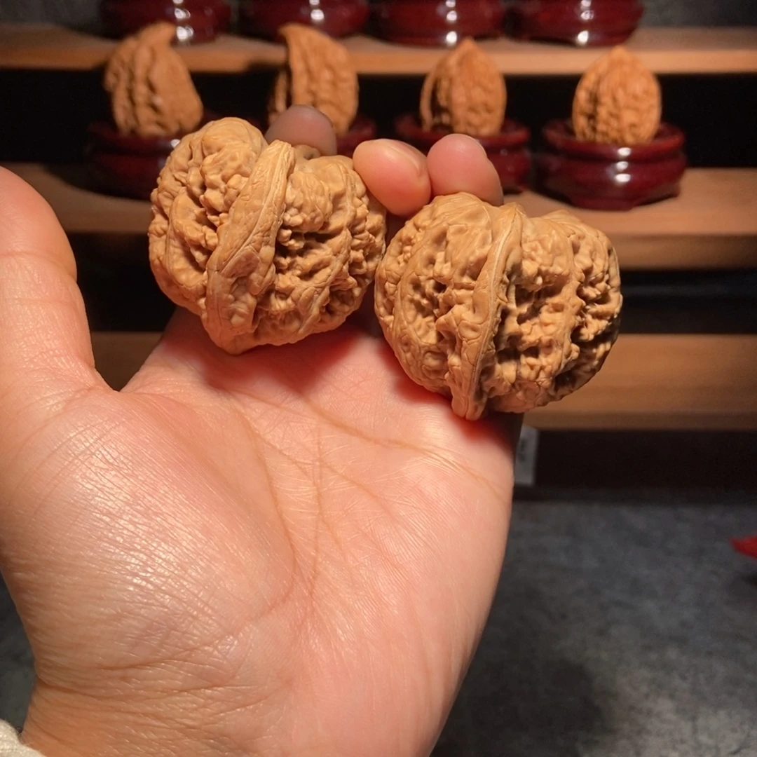 核桃手串/手链异形桃心粗筋无修全品红皮43