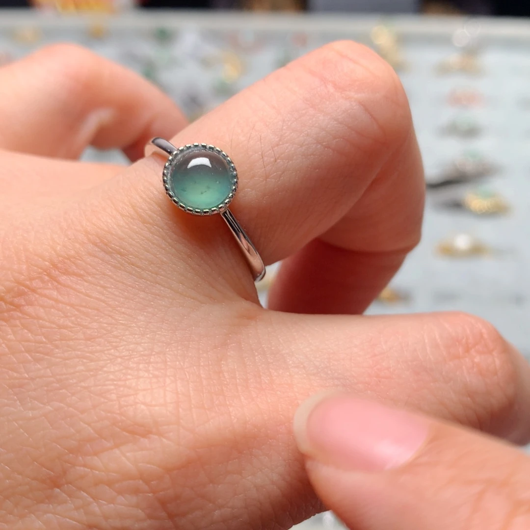 翡翠戒指银S925镶嵌戒指