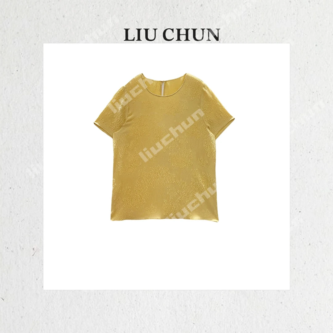 【真丝花萝】CHUN家时尚夏季经典气质百搭桑蚕丝T恤
