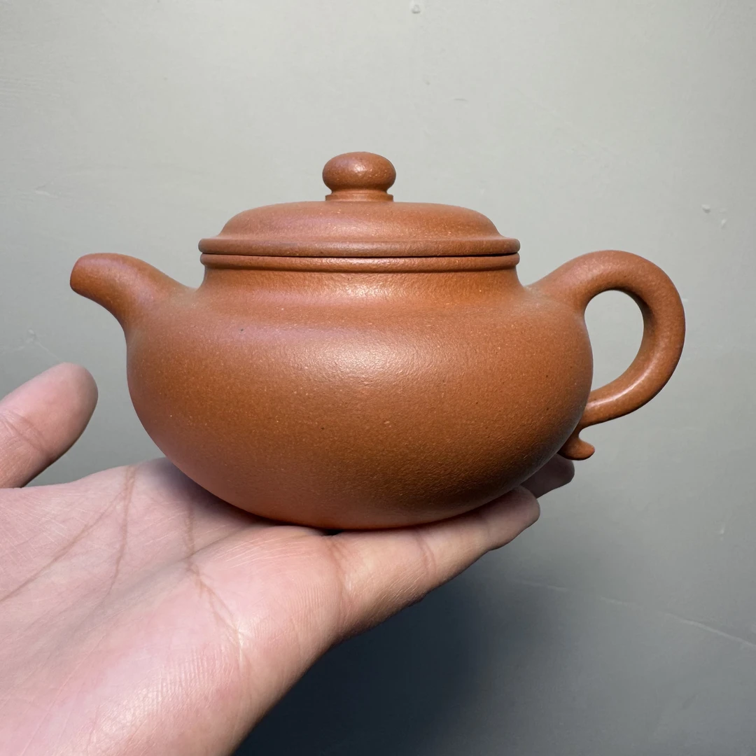 宜兴紫砂壶黄龙山原矿泥料大红泥仿古壶240CC