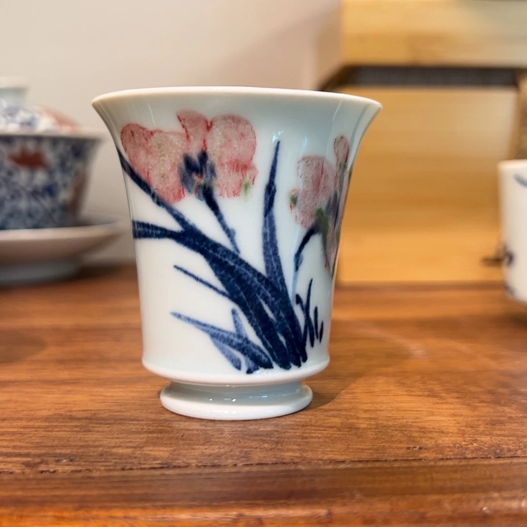 青花釉里红色差放漏闻香杯70cc