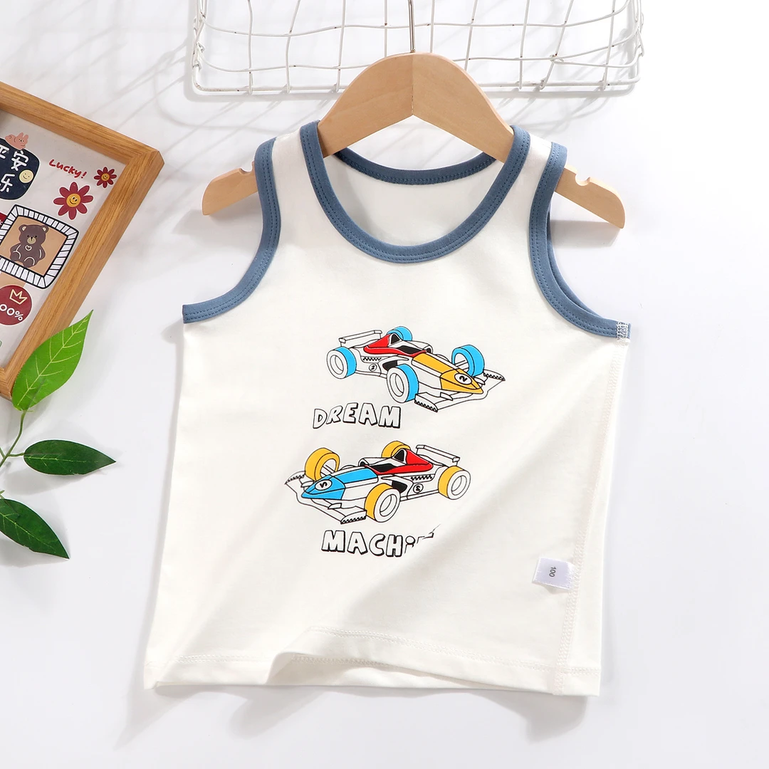 新款无骨儿童背心夏季薄款莱卡男童宝宝小孩透气打底护肚儿童无袖