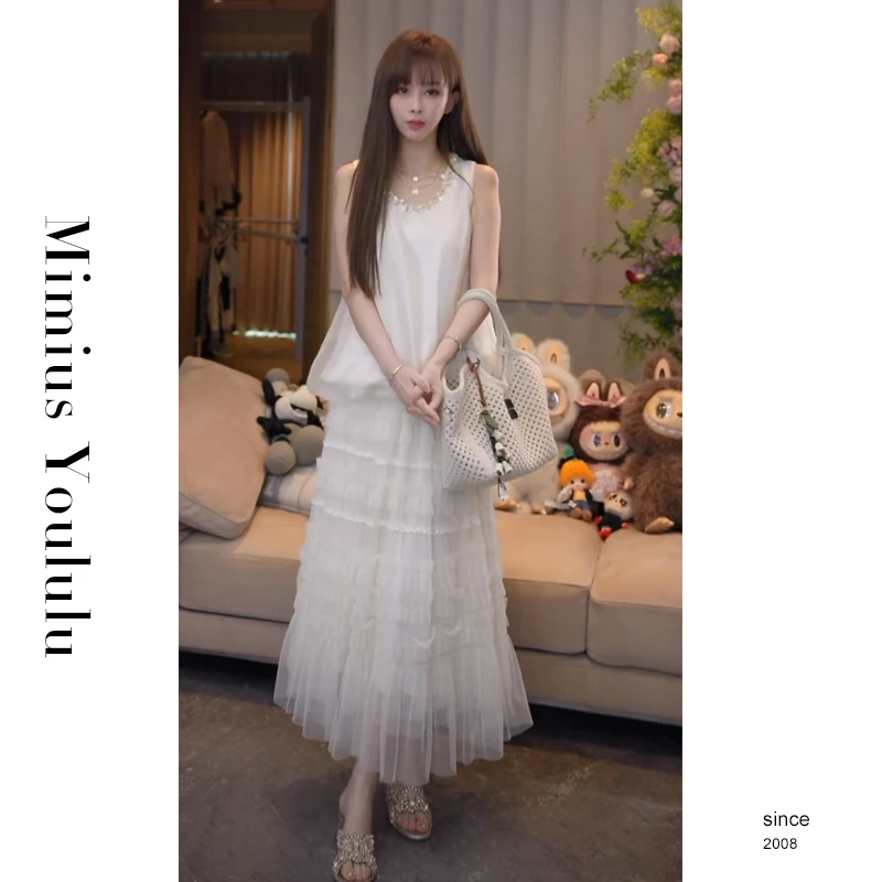 【mimius】喵重工手工珠链领珠光缎面上衣+蛋糕半裙（松紧腰） G07179