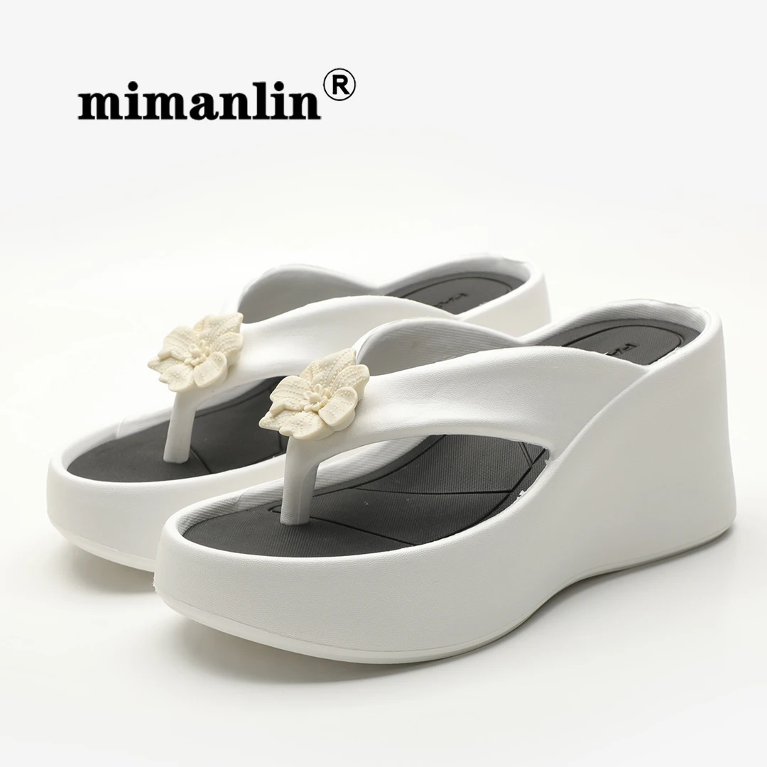 高跟8CM夹脚人字拖鞋女夏季外穿2025新款防滑沙滩时尚网红凉拖鞋