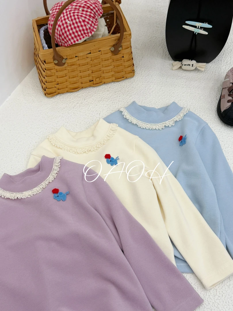 OAOH【主推】【马戏团】冬季大童女童休闲百搭纯色圆领打底衫T5132