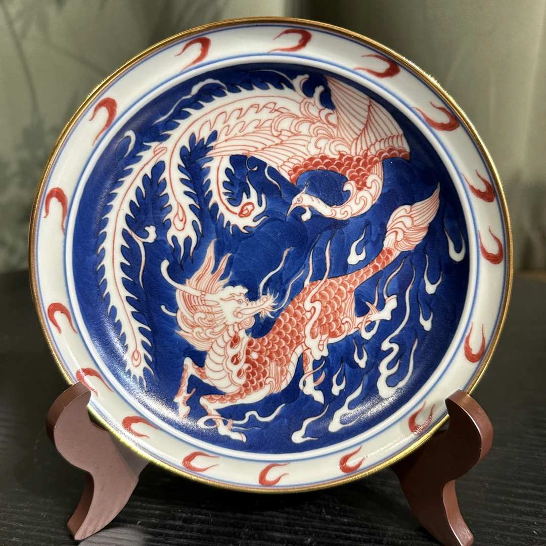 【雨溪山房】描金麒麟追风壶承盘0024