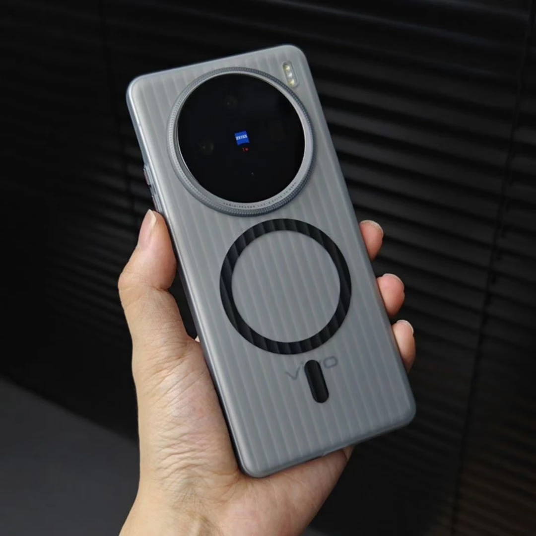 磁吸冰雾瓦楞纹适用vivoX100手机壳x100sPro超薄200ultra防摔硬壳