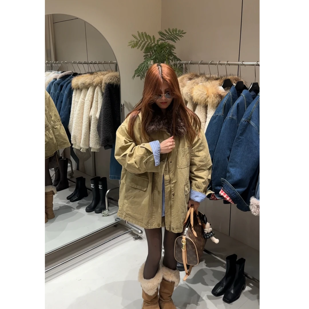 【Da Wang】巴恩风派克羽绒服可拆卸毛领派克服