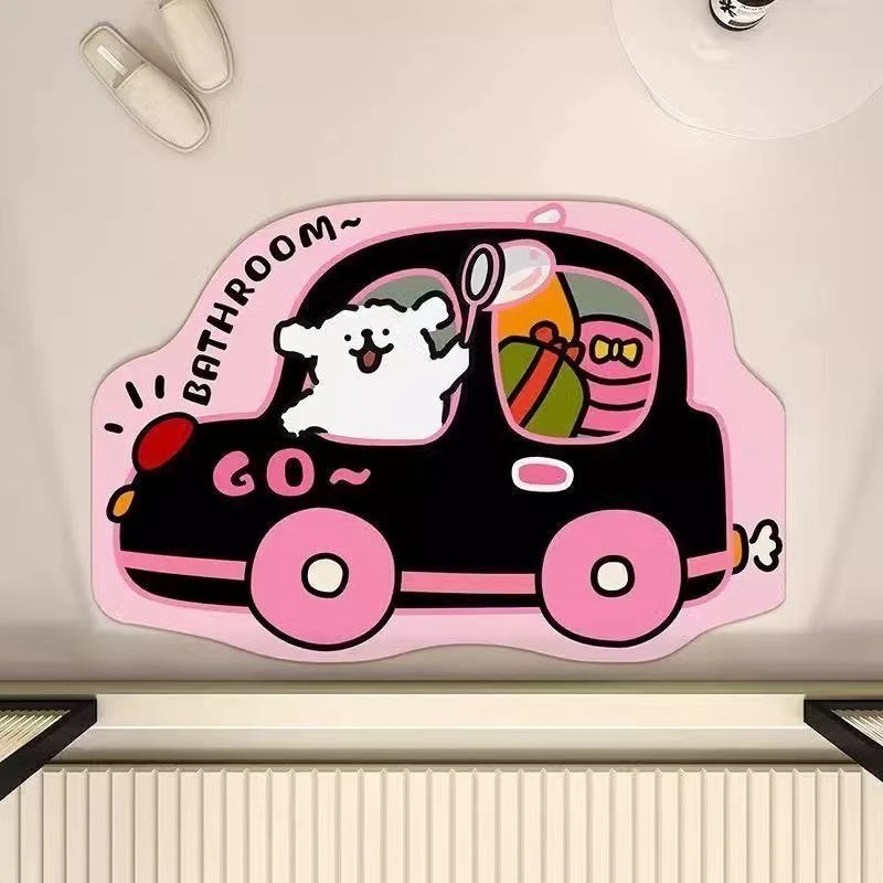 可爱卡通硅藻泥地垫卫生间浴室入户卧室厨房客厅吸水速干防滑耐磨