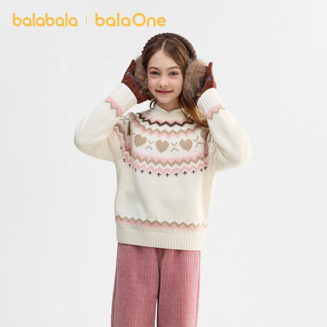 【balaOne】巴拉巴拉童装儿童毛衫男童2025冬装费尔岛毛衣亲子款