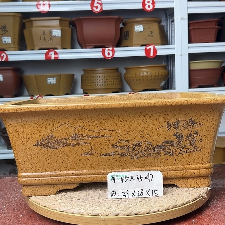 紫砂花盆蛇年大吉