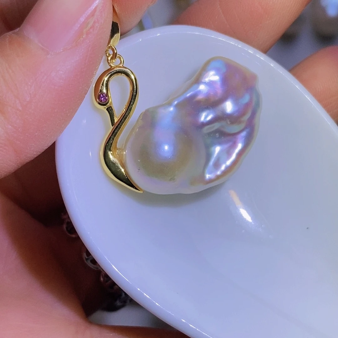 银S925镶嵌淡水珍珠淡水珍珠