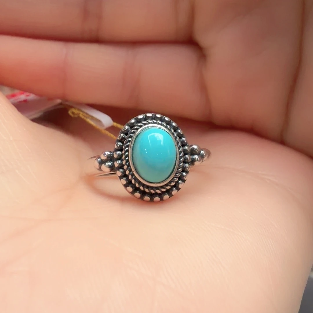 绿松石银S925镶嵌戒指