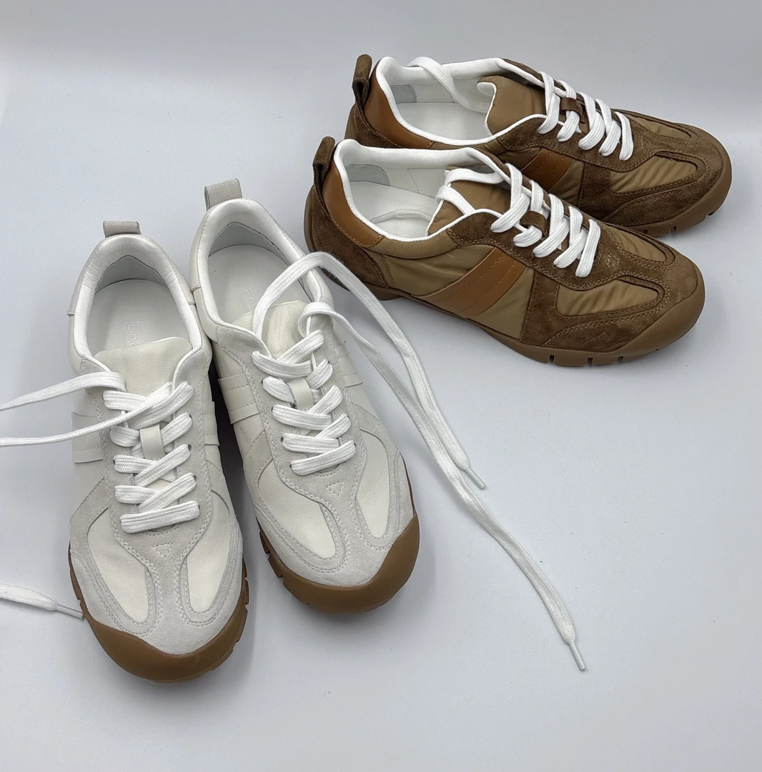 （欧货）2025新款真皮德训鞋舒适女厚底百搭休闲时尚潮鞋跟高2cm