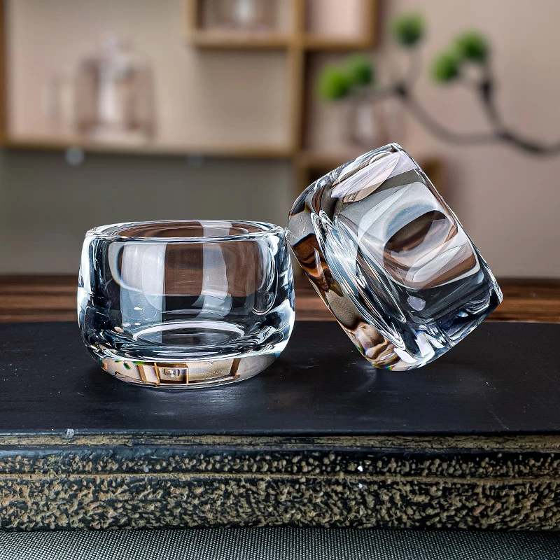 原矿水晶杯高档主人杯品茗茶器茶室茶具小杯子禅定扳指杯泡茶送礼