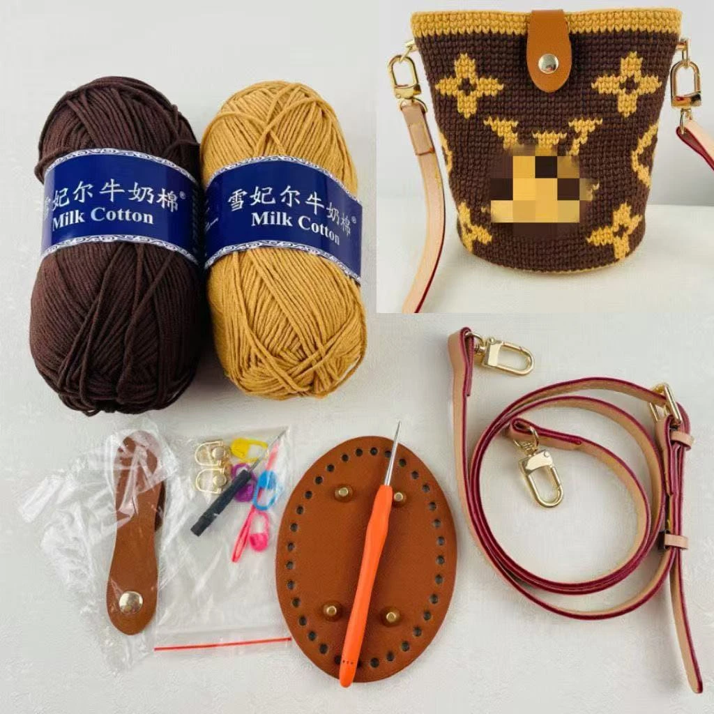 薯条包手工编织包包斜挎包diy编织水桶包包配件复古水桶包配件