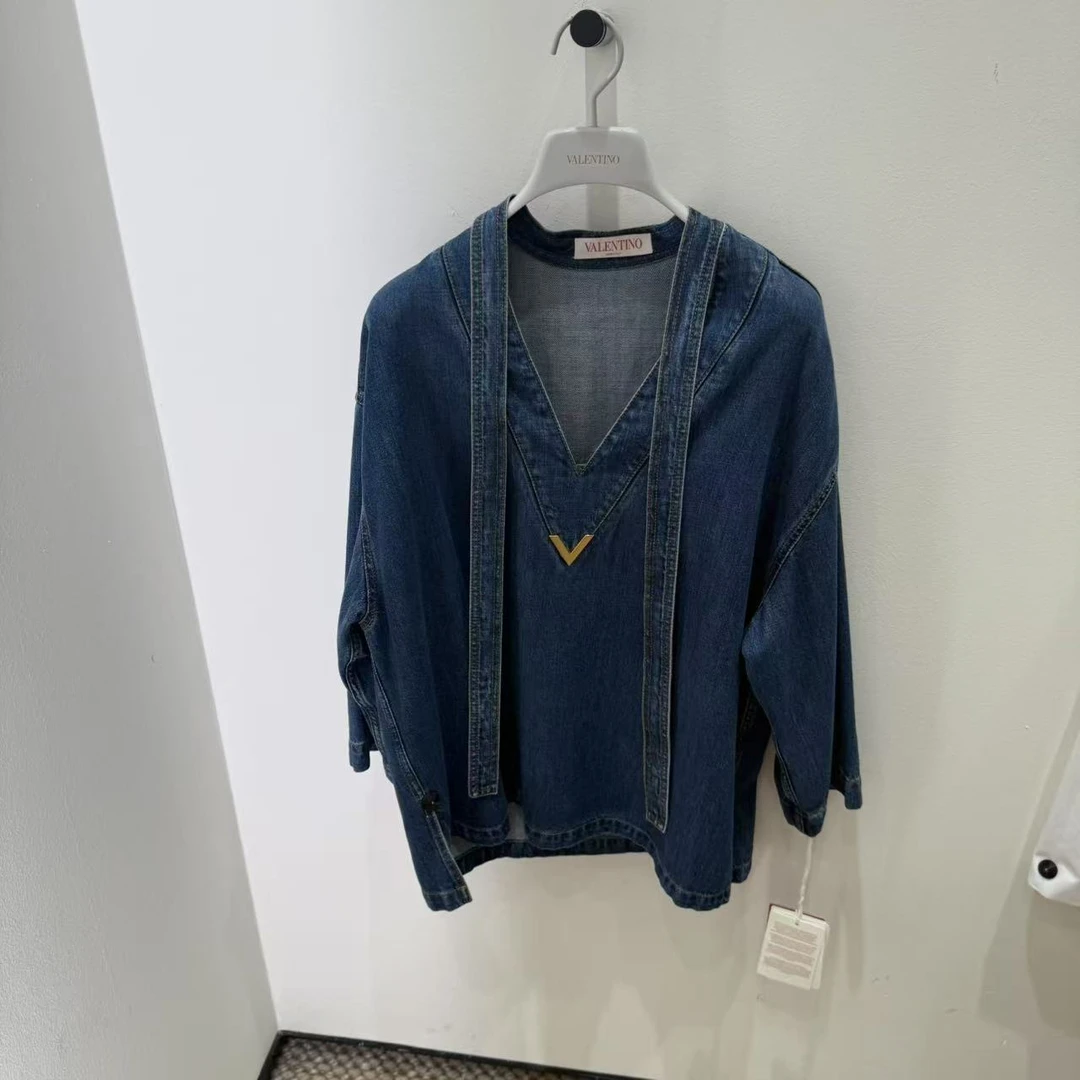 未使用 Valentino/华伦天奴 V领中长袖衬衣