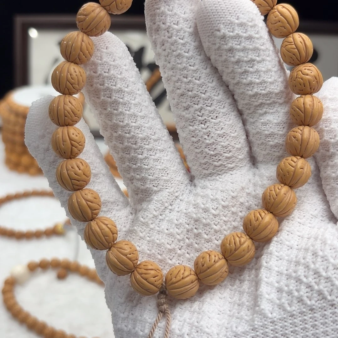 桃核手串1.1加「大肠脐中脐」野生桃核手持