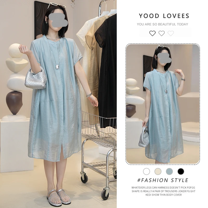 2025夏季新款欧货短袖t恤连衣裙宽松显瘦洋气减龄高级感裙子女