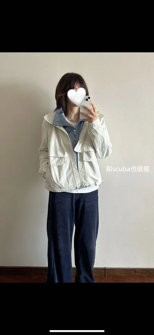 lu家always effortless风衣女可收纳连帽宽松休闲外套夹克D25125