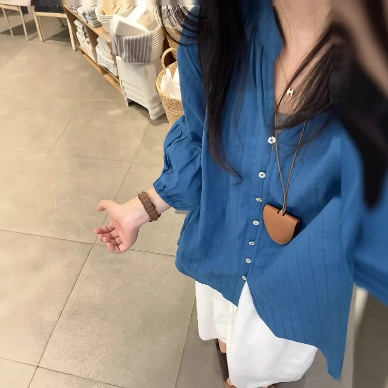 chao好看漂亮天丝开衫女夏季薄款宽松百搭灯笼袖防晒衬衣外套ins