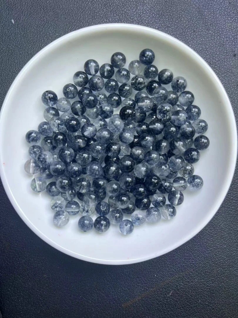 天然水晶散珠 黑幽灵水晶Y2007 10mm 25颗 （赠弹力绳）