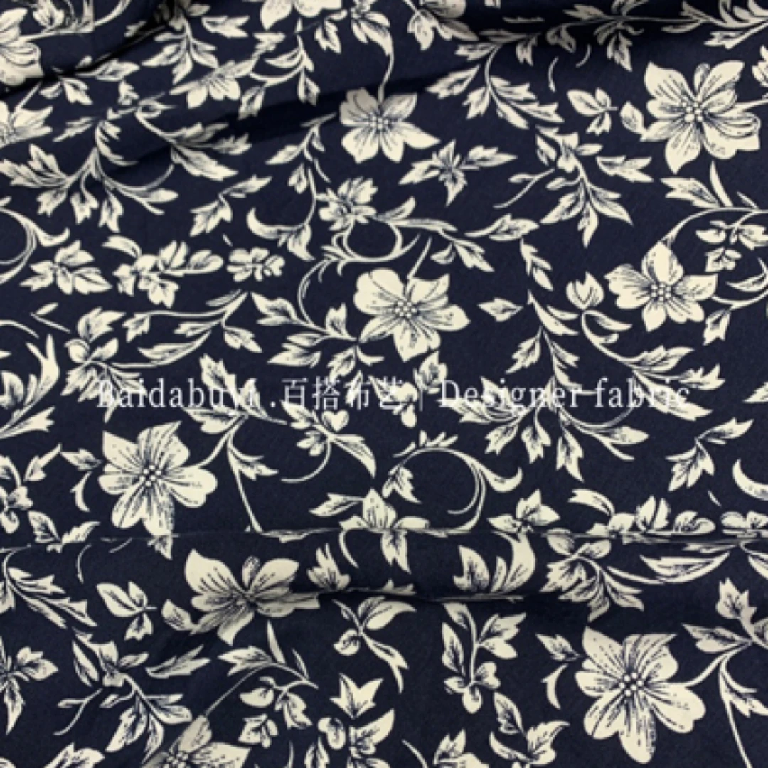 丝棉人棉印花春夏法式碎花连衣裙家居服茶歇裙制衣面料不退不换